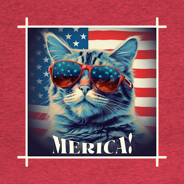 Funny Patriotic Cat MERICA! Happy Birthday America! by webbjuliannamarie@gmail.com